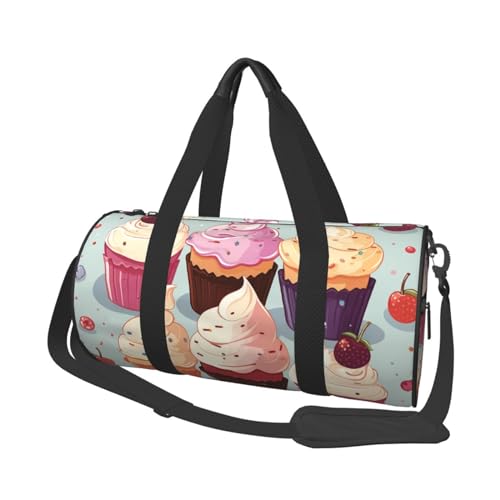 Delicious Cupcakes Reisetasche für Damen und Herren, Turnbeutel, große Reisetasche, Wochenendtasche, Übernachtungstasche mit Schultergurt, Schwarz, Einheitsgröße, Schwarz , Einheitsgröße von LZQPOEAS