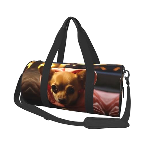 Depressed Chihuahua Reisetasche für Damen Herren Turnbeutel Groß Duffle Bag Weekender Übernachtungstasche mit Schultergurt, Schwarz, One Size, Schwarz , Einheitsgröße von LZQPOEAS