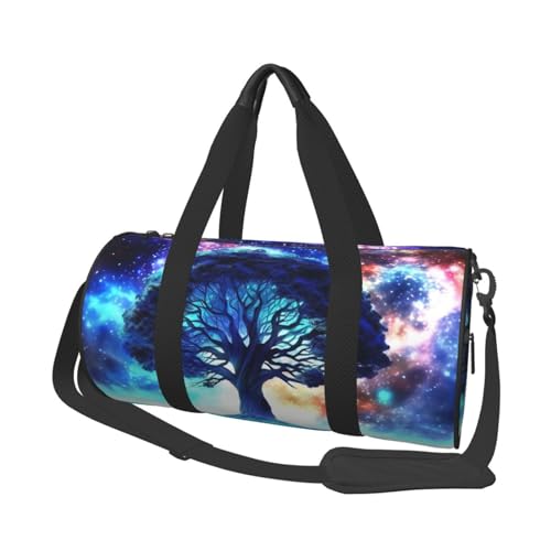 Galaxy and Tree Reisetasche für Damen und Herren, Turnbeutel, große Reisetasche, Wochenendtasche, Übernachtungstasche mit Schultergurt, Schwarz, Einheitsgröße, Schwarz , Einheitsgröße von LZQPOEAS