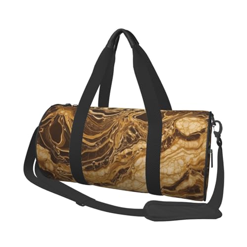 Goldene Marmor-Reisetasche für Damen und Herren, Turnbeutel, große Reisetasche, Wochenendtasche, Übernachtungstasche mit Schultergurt, Schwarz, Einheitsgröße, Schwarz , Einheitsgröße von LZQPOEAS