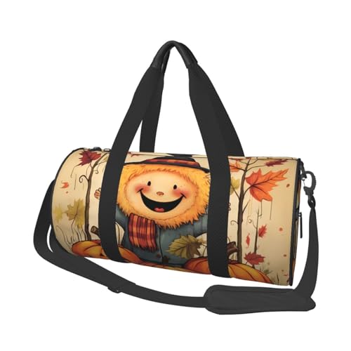 Happy Fall Reisetasche für Damen und Herren, Turnbeutel, große Reisetasche, Wochenendtasche, Übernachtungstasche mit Schultergurt, Schwarz, Einheitsgröße, Schwarz , Einheitsgröße von LZQPOEAS