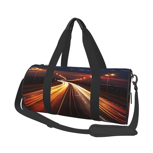 Highway Leichte Reisetasche für Damen und Herren, Turnbeutel, große Reisetasche, Weekender, Übernachtungstasche mit Schultergurt, Schwarz, Einheitsgröße, Schwarz , Einheitsgröße von LZQPOEAS