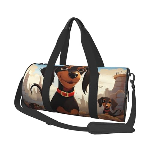 I Love My Dog Dackel Reisetasche für Damen und Herren, Turnbeutel, große Reisetasche, Wochenendtasche, Übernachtungstasche mit Schultergurt, Schwarz, Einheitsgröße, Schwarz , Einheitsgröße von LZQPOEAS