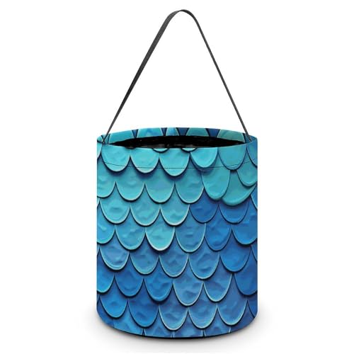 LZQPOEAS Halloween Süßes oder Saures Taschen Halloween Tragetasche Lustige Golden Retriever Geschenktüten Halloween Süßigkeiteneimer, Blaue Meerjungfrau-Fischschuppe, Einheitsgröße von LZQPOEAS