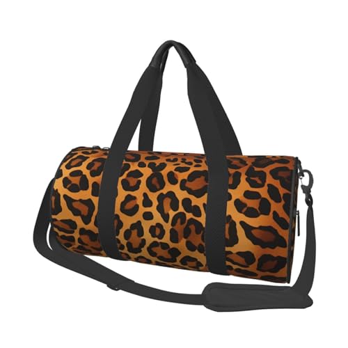 Leopard Reisetasche für Damen und Herren, Turnbeutel, große Reisetasche, Wochenendtasche, Übernachtungstasche mit Schultergurt, Schwarz, Einheitsgröße, Schwarz , Einheitsgröße von LZQPOEAS