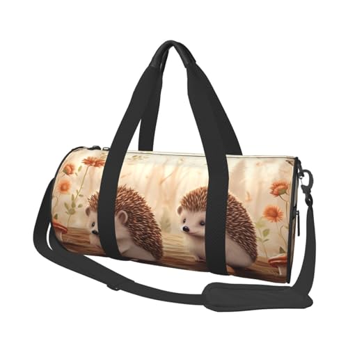 Nature Lovely Igel-Liebhaber-Reisetasche für Damen und Herren, Turnbeutel, große Reisetasche, Wochenendtasche, Übernachtungstasche mit Schultergurt, Schwarz, Einheitsgröße, Schwarz , Einheitsgröße von LZQPOEAS