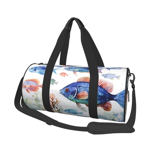 Ocean Life Reisetasche für Damen und Herren, Turnbeutel, große Reisetasche, Weekender, Übernachtungstasche mit Schultergurt, Schwarz, Einheitsgröße, Schwarz , Einheitsgröße von LZQPOEAS