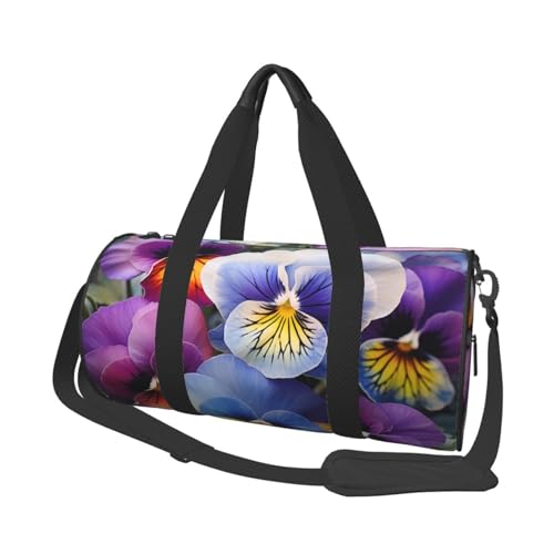 Pansy Perfection Reisetasche für Damen und Herren, Turnbeutel, große Reisetasche, Wochenendtasche, Übernachtungstasche mit Schultergurt, Schwarz, Einheitsgröße, Schwarz , Einheitsgröße von LZQPOEAS