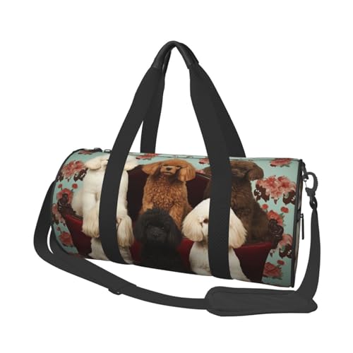 Pudel Hunde Reisetasche für Damen und Herren, Turnbeutel, große Reisetasche, Wochenendtasche, Übernachtungstasche mit Schultergurt, Schwarz, Einheitsgröße, Schwarz , Einheitsgröße von LZQPOEAS