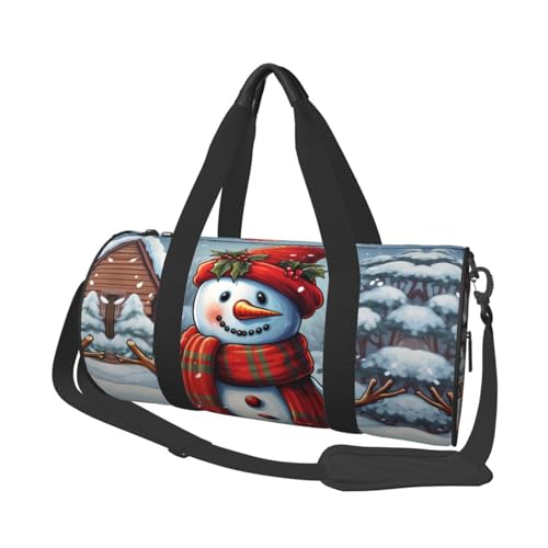 Roter Schneemann Scraf Reisetasche für Damen und Herren, Turnbeutel, große Reisetasche, Wochenendtasche, Übernachtungstasche mit Schultergurt, Schwarz, Einheitsgröße, Schwarz , Einheitsgröße von LZQPOEAS