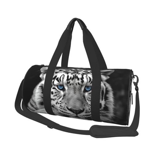 Schwarze und weiße Tiger-Reisetasche für Damen und Herren, Turnbeutel, große Reisetasche, Wochenendtasche, Übernachtungstasche mit Schultergurt, Schwarz, Einheitsgröße, Schwarz , Einheitsgröße von LZQPOEAS