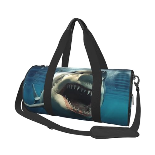 Shark Mouth Reisetasche für Damen und Herren, Turnbeutel, große Reisetasche, Wochenendtasche, Übernachtungstasche mit Schultergurt, Schwarz, Einheitsgröße, Schwarz , Einheitsgröße von LZQPOEAS