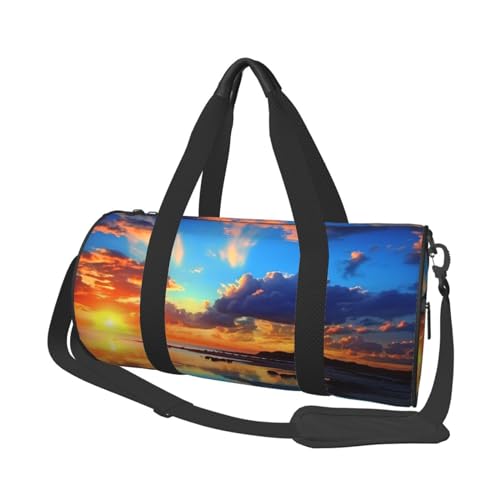 Sunset Blue Sky Reisetasche für Damen und Herren, Turnbeutel, große Reisetasche, Wochenendtasche, Übernachtungstasche mit Schultergurt, Schwarz, Einheitsgröße, Schwarz , Einheitsgröße von LZQPOEAS