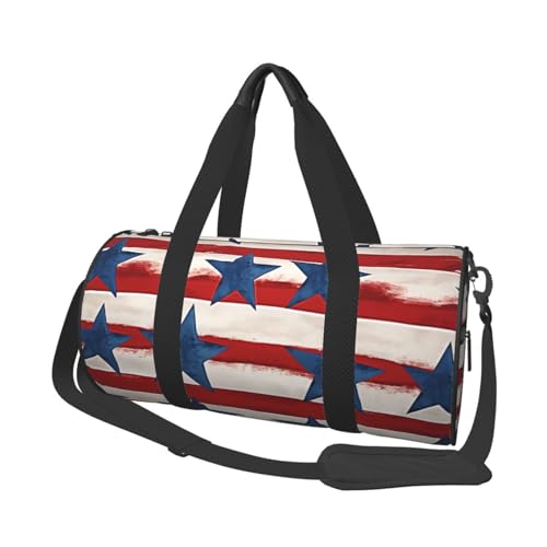 Ted White Star Stripe Flag Reisetasche für Damen Herren Turnbeutel Große Duffle Bag Weekender Übernachtungstasche mit Schultergurt, Schwarz, Einheitsgröße, Schwarz , Einheitsgröße von LZQPOEAS