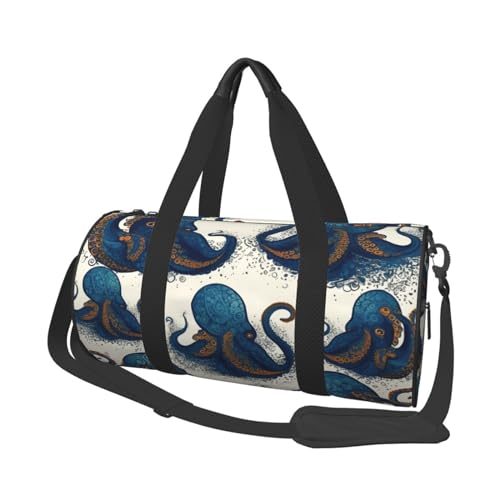 Tentacles Octopus Reisetasche für Damen Herren Turnbeutel Große Duffle Bag Weekender Übernachtungstasche mit Schultergurt, Schwarz, Einheitsgröße, Schwarz , Einheitsgröße von LZQPOEAS