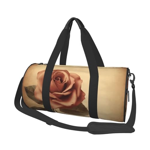 Vintage Rose Reisetasche für Damen Herren Turnbeutel Große Seesack Weekender Übernachtungstasche mit Schultergurt, Schwarz, Einheitsgröße, Schwarz , Einheitsgröße von LZQPOEAS