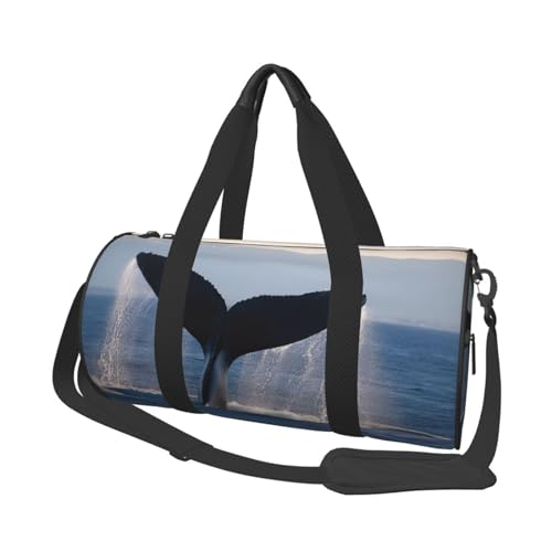 Whale Tail Reisetasche für Damen und Herren, Turnbeutel, große Reisetasche, Wochenendtasche, Übernachtungstasche mit Schultergurt, Schwarz, Einheitsgröße, Schwarz , Einheitsgröße von LZQPOEAS