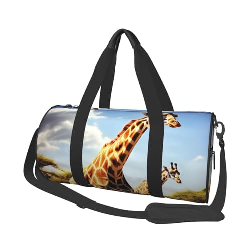 Wild Giraffe Reisetasche für Damen Herren Turnbeutel Große Duffle Bag Weekender Übernachtungstasche mit Schultergurt, Schwarz, Einheitsgröße, Schwarz , Einheitsgröße von LZQPOEAS