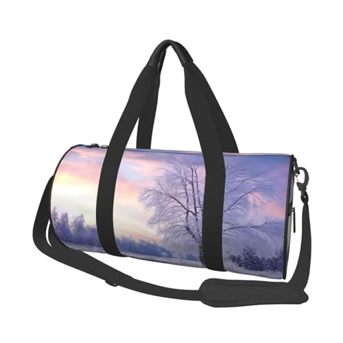 Winterlandschaft Reisetasche für Damen Herren Turnbeutel Große Duffle Bag Weekender Übernachtungstasche mit Schultergurt, Schwarz, Einheitsgröße, Schwarz , Einheitsgröße von LZQPOEAS