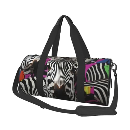 Zebra Reisetasche für Damen und Herren, Turnbeutel, große Reisetasche, Wochenendtasche, Übernachtungstasche mit Schultergurt, Schwarz, Einheitsgröße, Schwarz , Einheitsgröße von LZQPOEAS