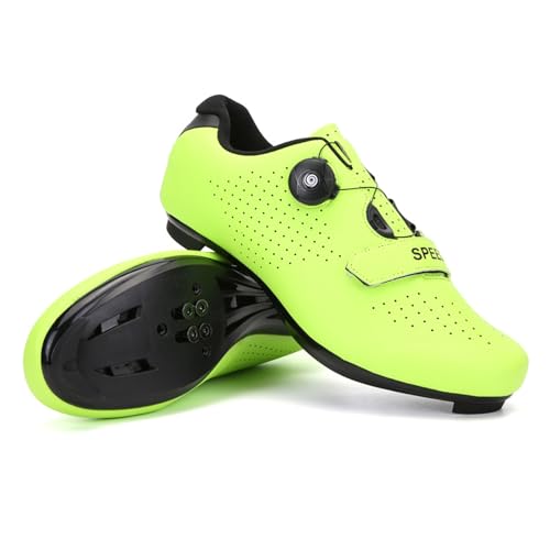 Herren Fahrradschuhe, Unisex Mountain Rennräder Schuhe, Kompatible Installation SPD & Look Delta Cycle Riding Cleat, Herren-Damen-MTB-Fahrradschuhe (Yellow,45) von LZQpearl