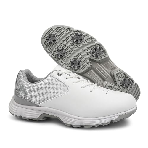 LZQpearl Damen Golfschuhe, Leichte Golf-Sneaker Mit Spikes Für Damen, wasserdichte Outdoor-Golfschuhe Für Mädchen, rutschfeste Damen-Golfschuhe Für Das Training, Größen 36-43 (40,Grey) von LZQpearl