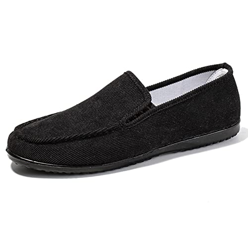 Penny Loafer Für Herren, Flache Schuhe Aus Cord, Modische Herrenschuhe, Slip on Boat Deck, Lässige Mokassin-Hausschuhe Für Unisex-Erwachsene Und Jugendliche (Black,43) von LZQpearl