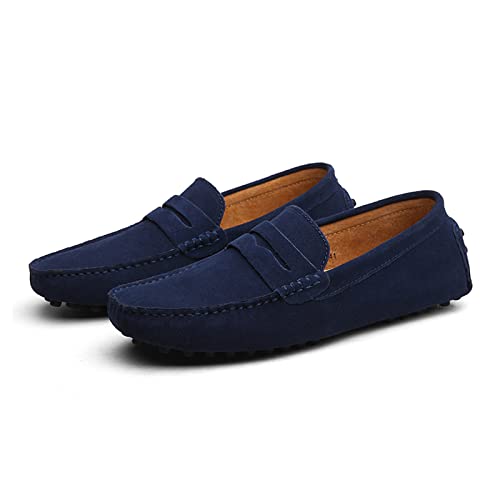 Penny Loafer Für Herren, Flache Schuhe Aus Wildleder, Modische Herrenschuhe, Slip on Boat Deck, Lässige Mokassin-Hausschuhe Für Unisex-Erwachsene Und Jugendliche (Navy,40) von LZQpearl