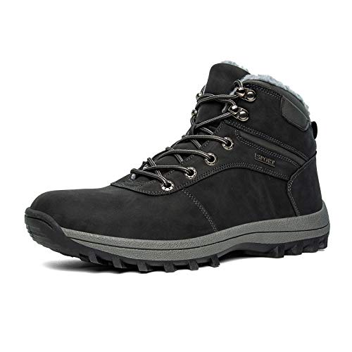 Unisex Schneestiefel, leichte wasserdichte Wanderstiefel, hohe Schnürung, strapazierfähige Arbeitsschuhe, für Camping, Wandern, Bergsteigen, Offroad (Schwarz, 42 EU) von LZQpearl