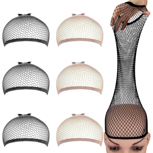 6 Perückenkappen, atmungsaktive Perückennetzkappe, Uni-Perückenkappe zum Halten des Haarnetzes für Perücken, schwarze Perückenkappen für Frauen für lange, kurze Haare, dehnbare 6 Perückenkappen, atmungsaktive Perückennetzkappe, Uni-Perückenkappe zum Halten des Haarnetzes für Perücken, schwarze Perückenkappen für Frauen für lange, kurze Haare, dehnbare von LZSLKEJI