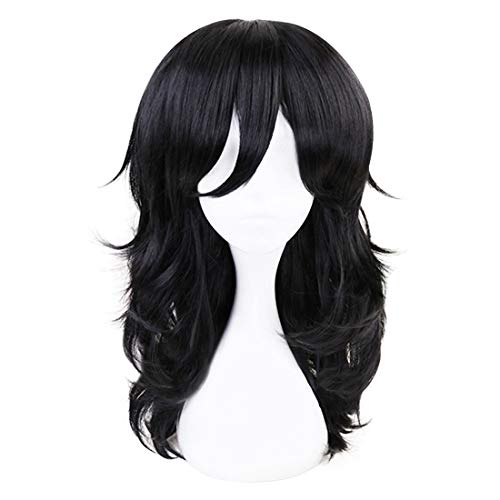 LZT Mittellange Schwarze Cosplay Perücke mit Freie Perücke Kappe Voller Anime Lose Lockige Synthetische Anime für My Hero Academia Aizawa Shouta von LZT