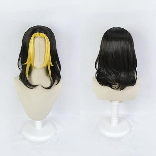 LZTLAGO Middle-Length Black Blonde Hanemiya Kazutora Cosplay Wig for Tokyo Revengers with Free Wig Cap Included von LZTLAGO