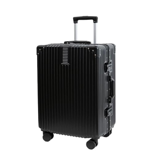 LZXJF Koffer mit Aluminiumrahmen, 50,8 cm, für Damen und Herren, Trolley-Koffer für Herren, 61 cm, Passwortbox, Koffer, Schwarz , 61 cm von LZXJF