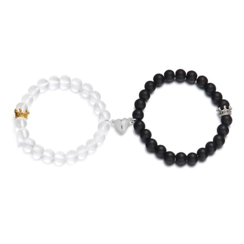 LZYWOD Magnetische Armbänder für Paare Armbänder, Passende Armbänder Verstellbare Verbindungsperlen Freundschaft Val Armband Armbänder, 1set von LZYWOD