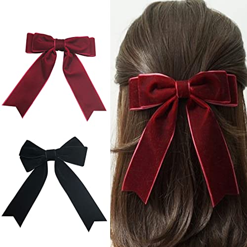 LZZEM 2Pcs Bogen Haarspange für Mädchen Samt Haar Schleife mit langen Band große Satinband Schleife Haarnadeln Bögen Haarspangen für Mädchen Frauen Geschenke LZZEM 2Pcs Bogen Haarspange für Mädchen Samt Haar Schleife mit langen Band große Satinband Schleife Haarnadeln Bögen Haarspangen für Mädchen Frauen Geschenke von LZZEM