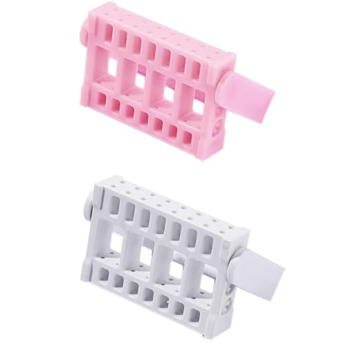 LZZEM Nagelbohrer-Halter mit 16 Löchern, Acryl, professionelle Nagelbohrer-Organizer-Box für Maniküre-Werkzeuge (weiß und rosa), 2 Stück von LZZEM