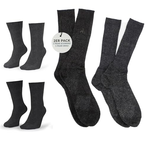 La Alpaca Classic Socken - 2er-Set, flauschige, warme Alpaka Socken Damen und Herren - atmungsaktiv, bequem, Feuchtigkeitstransport Thermo Alpaca Wolle (1 Paar Grau, 1 Paar Schwarz) Größe 36-39 von La Alpaca The Finest Wool