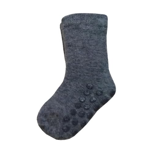 La Alpaka Socken Kinder - Set mit 2 Paaren Anti-Rutsch Wollsocken Kinder - Flauschig, Seidig Weich Socken Kinder Warm - Atmungsaktiv und Bequem Thermosocken Kinder, Hellgrau für Kinder im Alter 1-2 von La Alpaca The Finest Wool