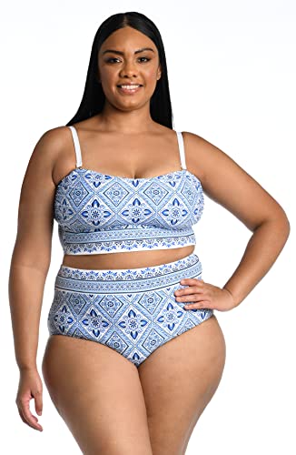 La Blanca Damen Bandeau Midkini Badeanzug Top Bikini, Capri Blue/Mediterrane Brise, 22 Plus von La Blanca