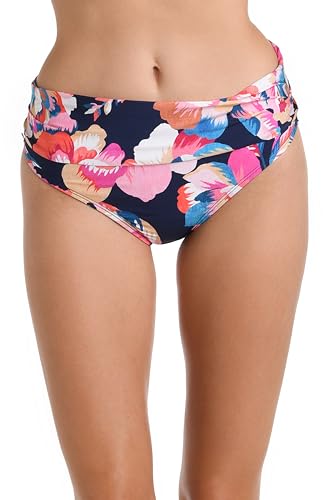 La Blanca Damen Hipster-Badeanzughose mit gerafftem Band Bikini-Unterteile, Indigo/Denim-Blumenstrauß, 40 von La Blanca