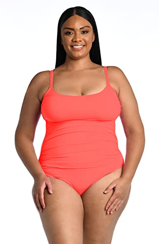 La Blanca Damen Island Goddess Rouched Body Lingerie Mio One Piece Badeanzug Hot Coral, 16 von La Blanca