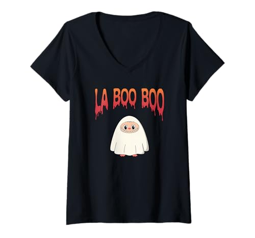 Damen Cute Ghost Halloween LaBoo Boo T-Shirt mit V-Ausschnitt Damen Cute Ghost Halloween LaBoo Boo T-Shirt mit V-Ausschnitt von La Boo Boo Halloween