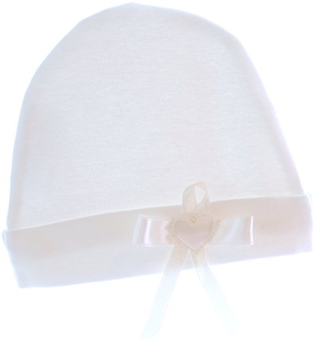 La Bortini Baby Mütze Mützchen Cap Mit Schleife Creme Baumwolle (KU 42-44cm.) von La Bortini