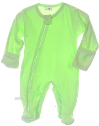 Baby Strampler Schlafstrampler Overall – Einfarbiger Schlafanzug mit Kratzschutz – Langarm Schlafanzug für Mädchen & Jungen weiche Babykleidung ideal für Neugeborene & Kleinkinder (grün, 74-80) von La Bortini