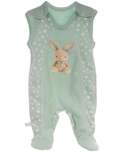 Baby Strampler Stramplerhose Mintgrün Hase Motiv Unisex Neugeborene Jungen Mädchen Babykleidung Babyanzug Erstausstattung Geschenk Geburt Frühchen Babymode Erstlingsset Neutral Outfit (grün, 62-68) von La Bortini