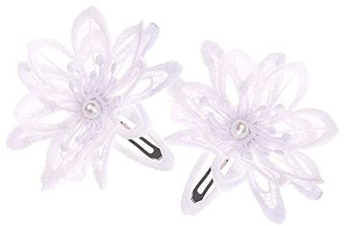 Baby und Kinder Haar Clip Haarclips Haarspangen Haarschmuck Babyclips Taufe Weiß 2 Stück von La Bortini