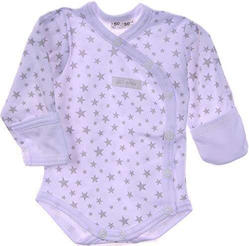 Body Langarmbody mit KRATZSCHUTZ Babybody 44 bis 86 Fäustlinge Ärmel Frühchen (44) von La Bortini