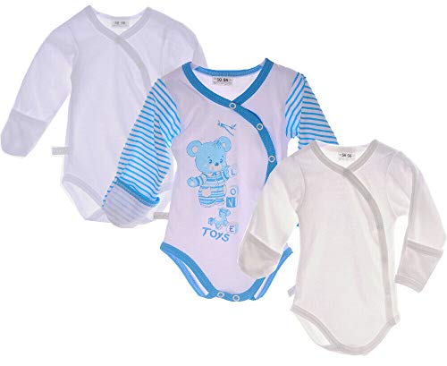 La Bortini 3er Pack Body Baby Wickelbody Neugeborene Frühchen Reborn 44-98 mit Kratzschutz (3, 62-68) von La Bortini