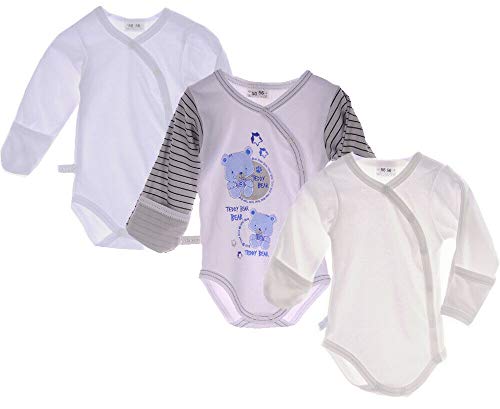 La Bortini 3er Pack Body Baby Wickelbody Neugeborene Frühchen Reborn 44-98 mit Kratzschutz (5, 92-98) von La Bortini