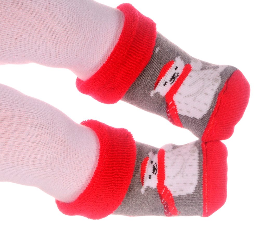 La Bortini ABS-Socken Baby socks für Neugeborene Weihnachtlich Antirutschsocken Thermosocken mit ABS-Noppen, neutral, für Weihnachten 16 17 18 19 von La Bortini